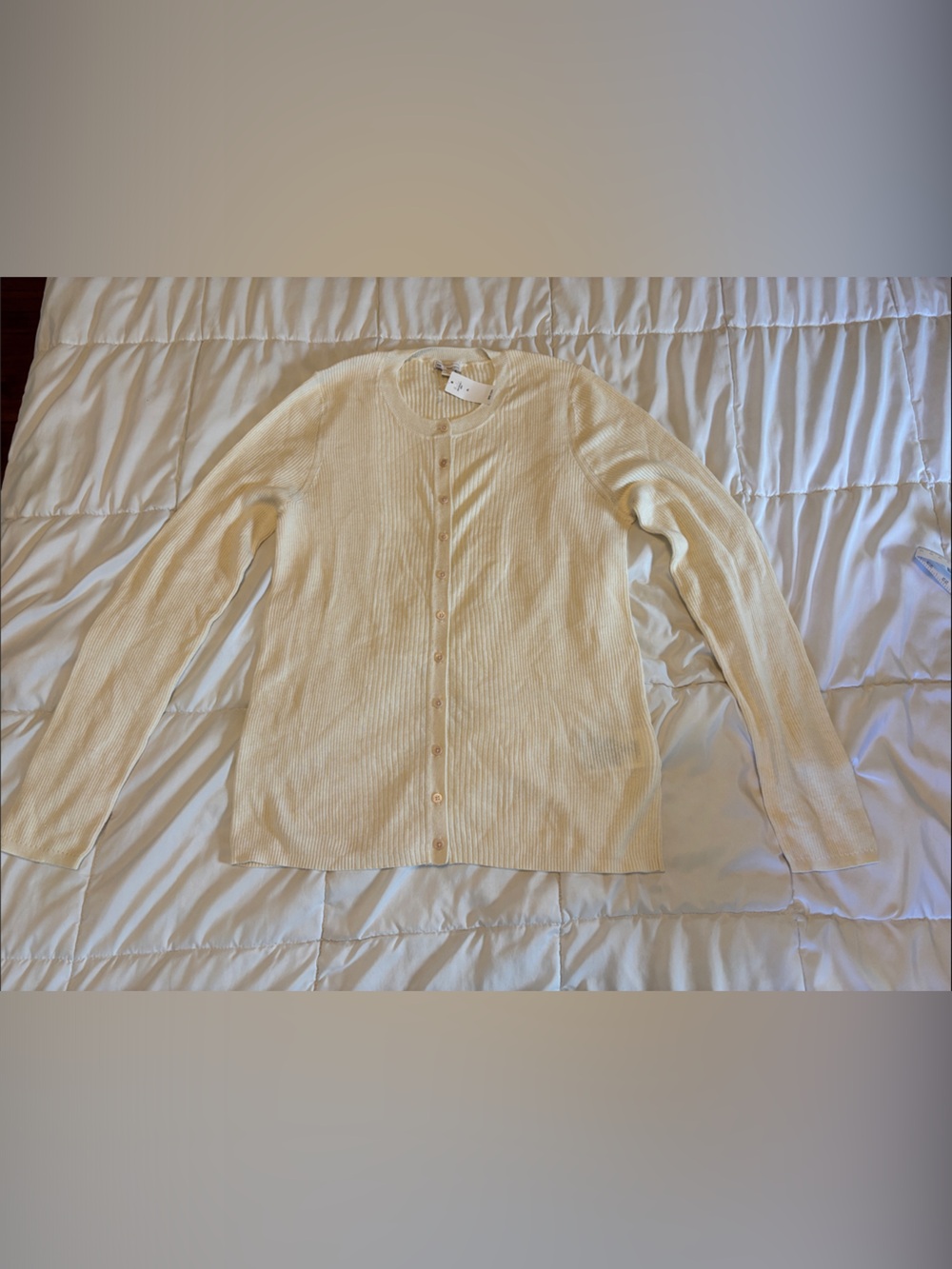 GAP Cream and Beige Ribbed Button-Front Cardigans